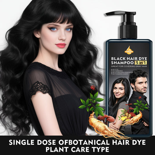 Black Five-in-One Hair Dye Shampoo - Deeply Moisturizes and Protects Hair Strands - Makes the Shampooing and Dyeing Process Safe and Healthy - Suitable for All Hair Types - Summer Essential - The First Choice for Hair Dyeing and Shampooing Care