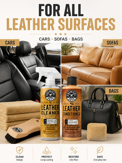Leather care kit, suitable for both cars and homes