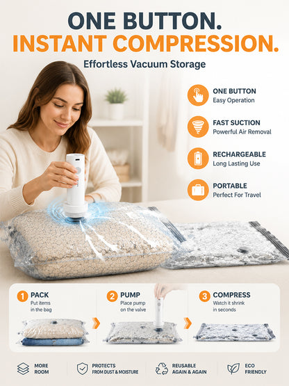 Essential for travel and home storage, vacuum storage bags