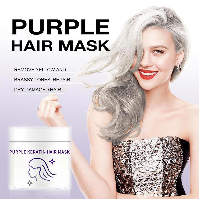 💜BUY 3 GET 2 FREE✨Purple Keratin Hair Mask - Intense Repair for Curly or Color-Treated Hair, Restores Shine & Softness in 3 Mins🌿🧴