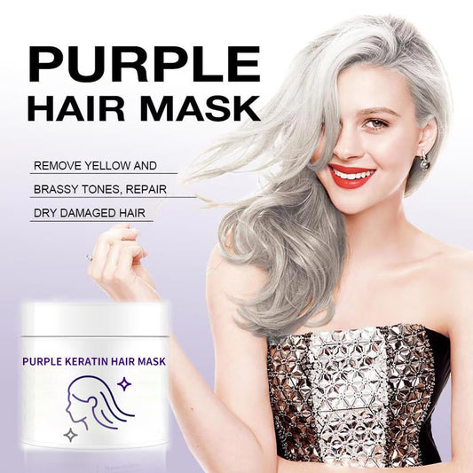 💜BUY 3 GET 2 FREE✨Purple Keratin Hair Mask - Intense Repair for Curly or Color-Treated Hair, Restores Shine & Softness in 3 Mins🌿🧴