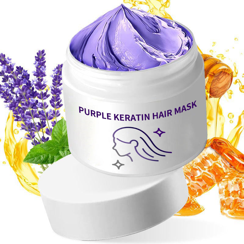 💜BUY 3 GET 2 FREE✨Purple Keratin Hair Mask - Intense Repair for Curly or Color-Treated Hair, Restores Shine & Softness in 3 Mins🌿🧴