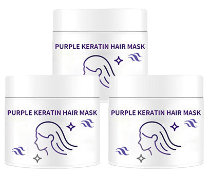 💜BUY 3 GET 2 FREE✨Purple Keratin Hair Mask - Intense Repair for Curly or Color-Treated Hair, Restores Shine & Softness in 3 Mins🌿🧴